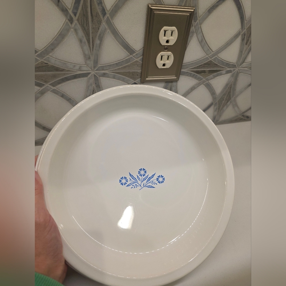 Corningware White Dish with Blue Floral Accent